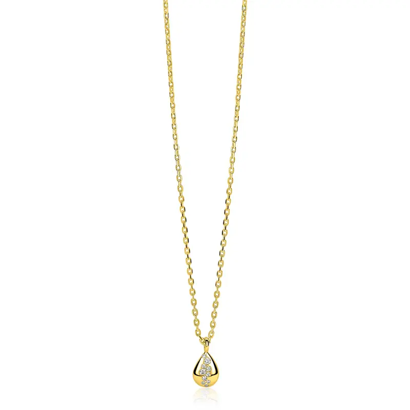 ZINZI Verguld Zilveren Ketting met Witte Zirkonia ZIC2871