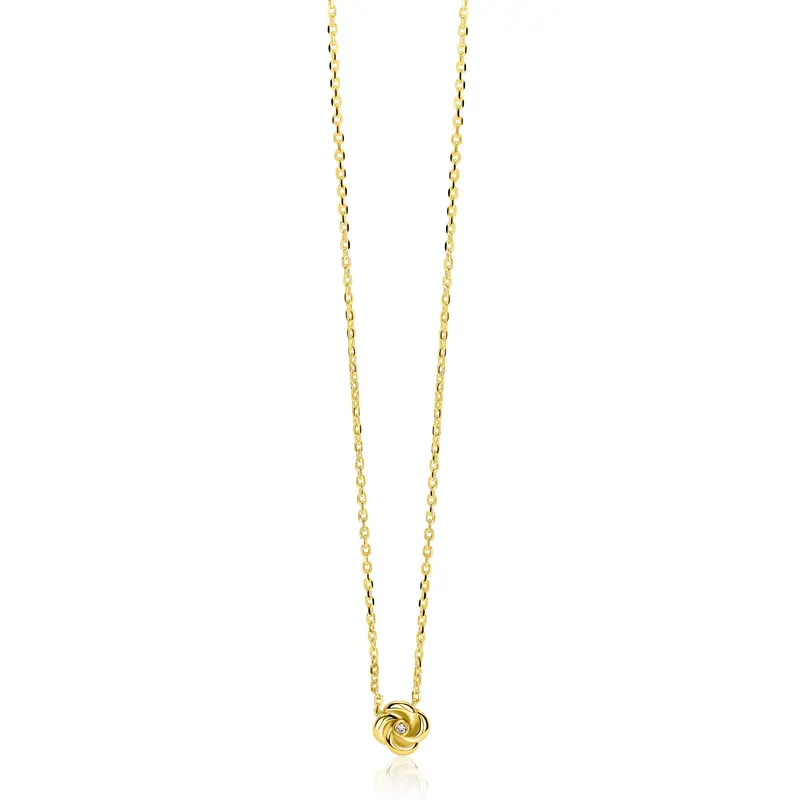 ZINZI Verguld Zilveren Ketting met Witte Zirkonia ZIC2872Y