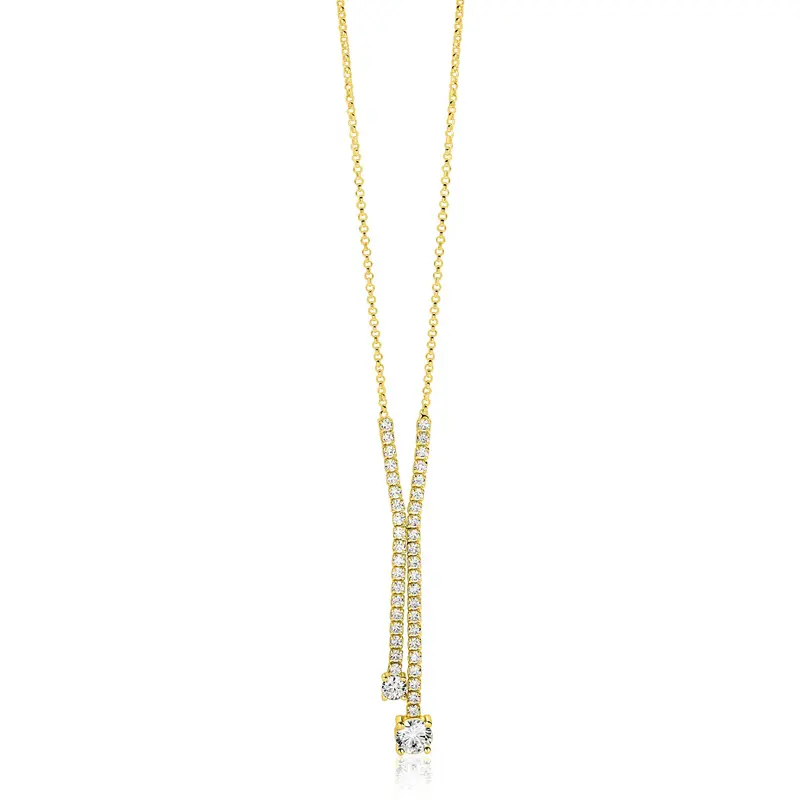 ZINZI Verguld Zilveren Ketting met Witte Zirkonia ZIC2894Y