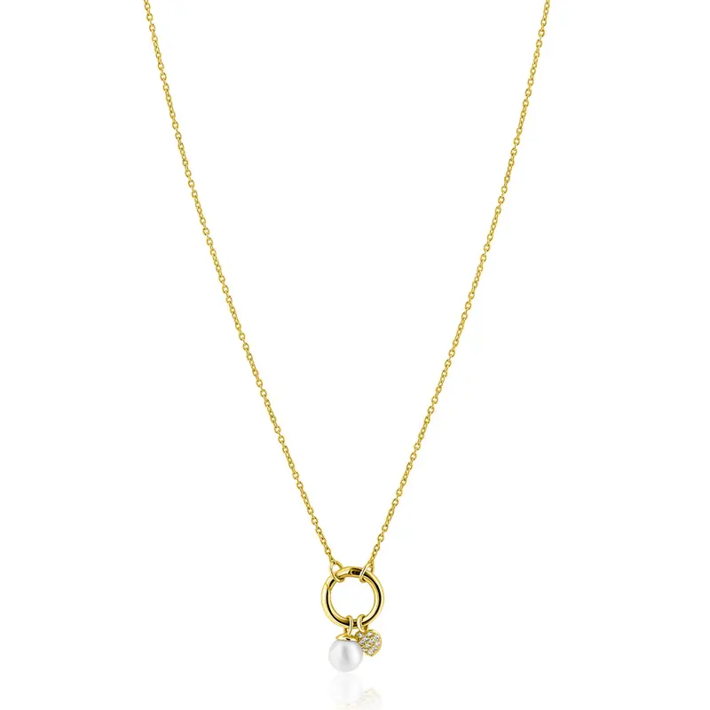 ZINZI Verguld Zilveren Ketting met Witte Zoetwaterparel ZIC2738