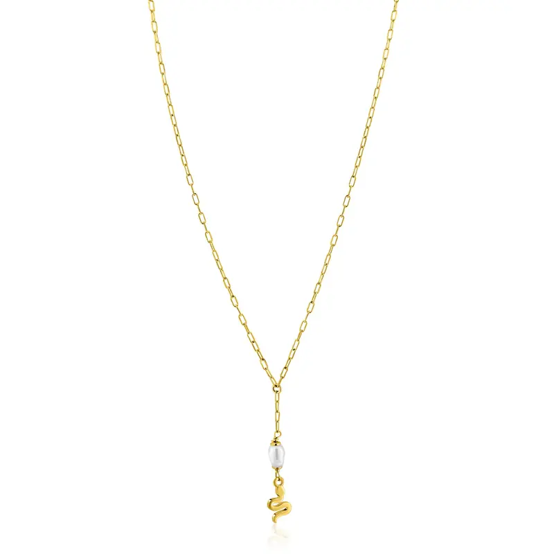 ZINZI Verguld Zilveren Ketting met Witte Zoetwaterparel ZIC2761