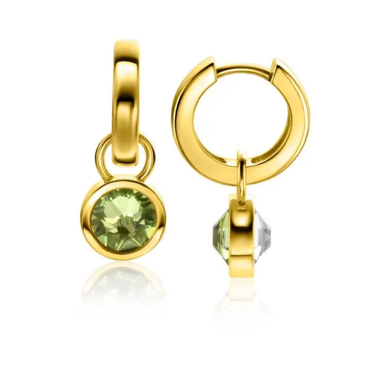 ZINZI Verguld Zilveren Oorbedels met Groene Swarovski kristal ZICH1006G