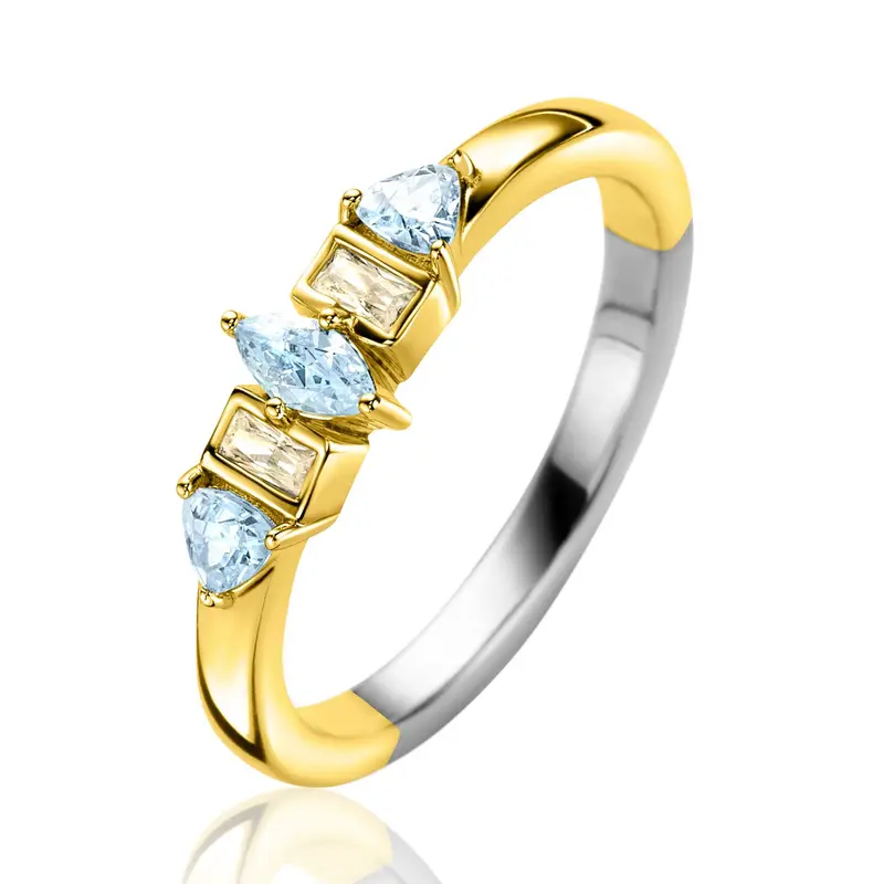 ZINZI Verguld Zilveren Ring met Blauwe Zirkonia ZIR2630B