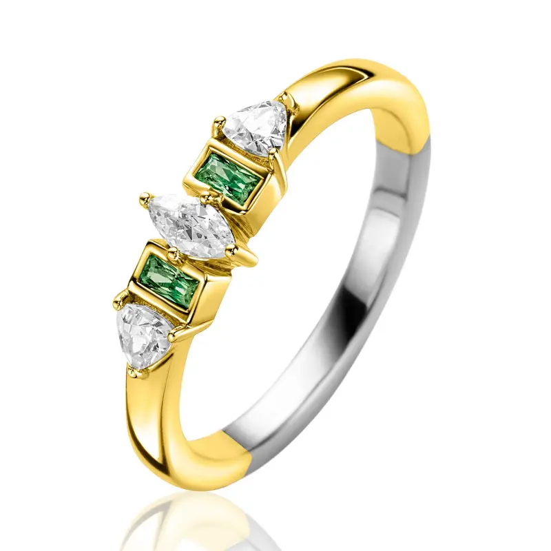 ZINZI Verguld Zilveren Ring met Groene Zirkonia ZIR2630G