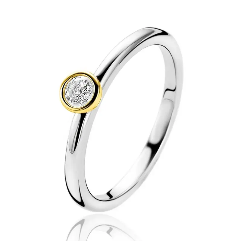ZINZI Verguld Zilveren Ring met Witte Zirkonia ZIR1177Y