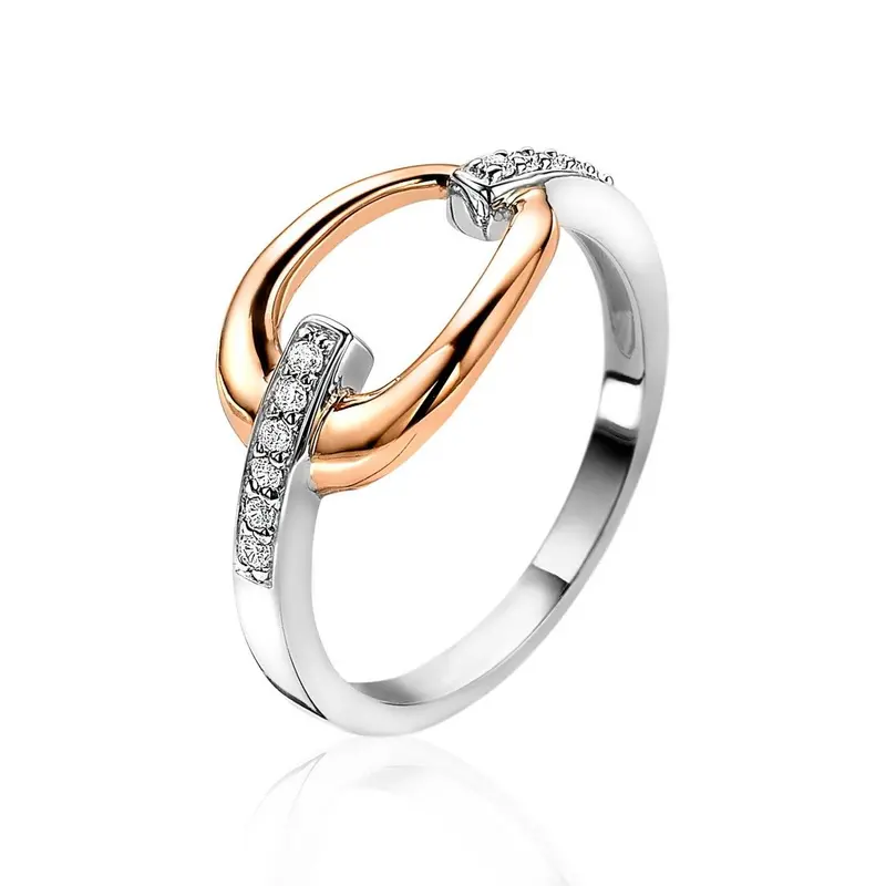 ZINZI Verguld Zilveren Ring met Witte Zirkonia ZIR1709