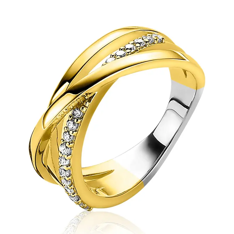ZINZI Verguld Zilveren Ring met Witte Zirkonia ZIR1774Y