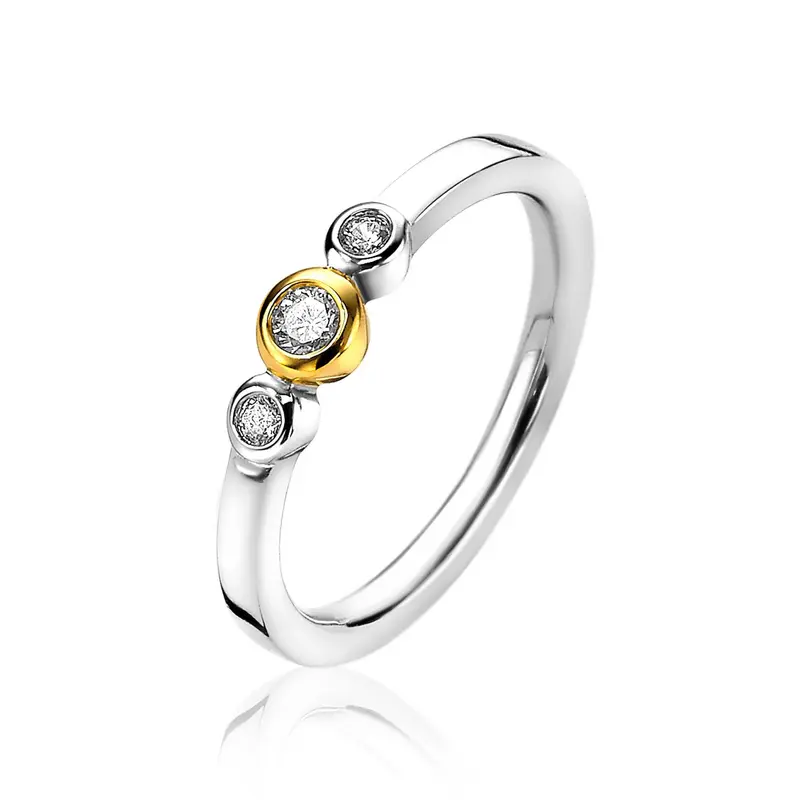 ZINZI Verguld Zilveren Ring met Witte Zirkonia ZIR1974