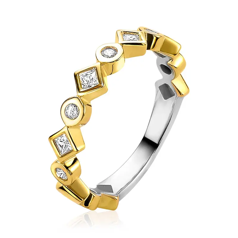 ZINZI Verguld Zilveren Ring met Witte Zirkonia ZIR2055Y