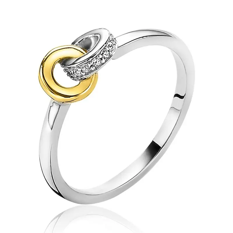 ZINZI Verguld Zilveren Ring met Witte Zirkonia ZIR2102
