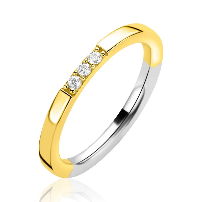 ZINZI Verguld Zilveren Ring met Witte Zirkonia ZIR2130Y
