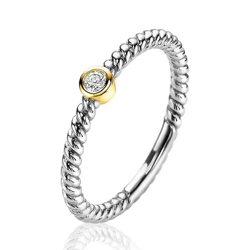ZINZI Verguld Zilveren Ring met Witte Zirkonia ZIR2132