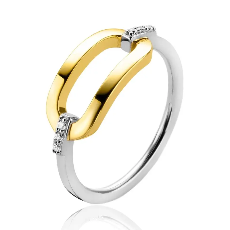ZINZI Verguld Zilveren Ring met Witte Zirkonia ZIR2248