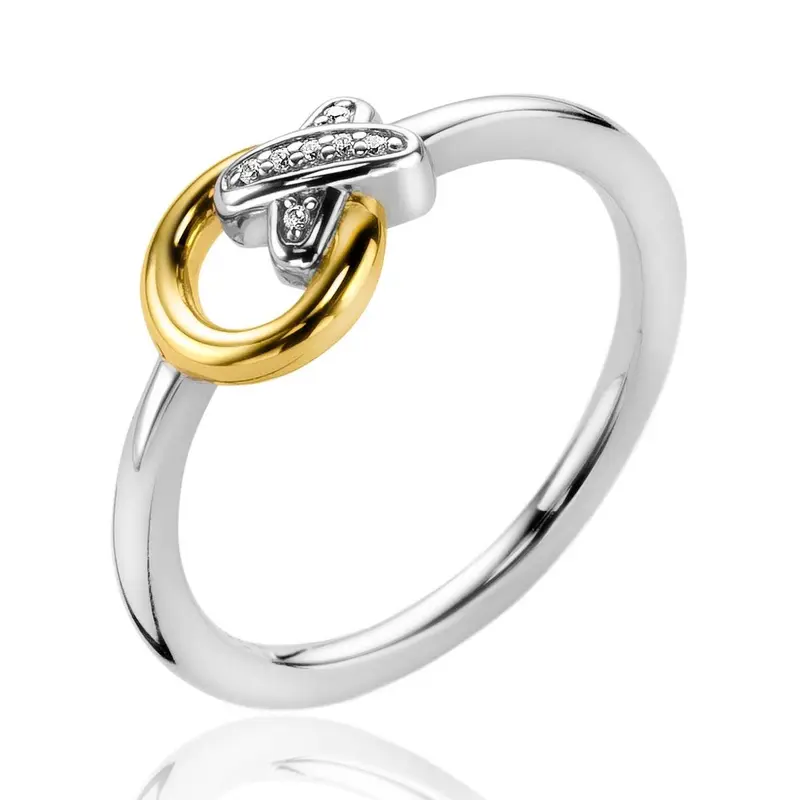 ZINZI Verguld Zilveren Ring met Witte Zirkonia ZIR2249