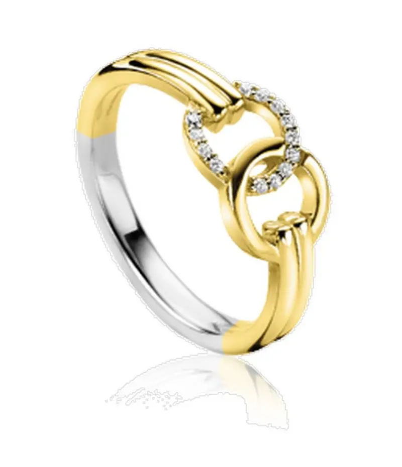 ZINZI Verguld Zilveren Ring met Witte Zirkonia ZIR2266Y