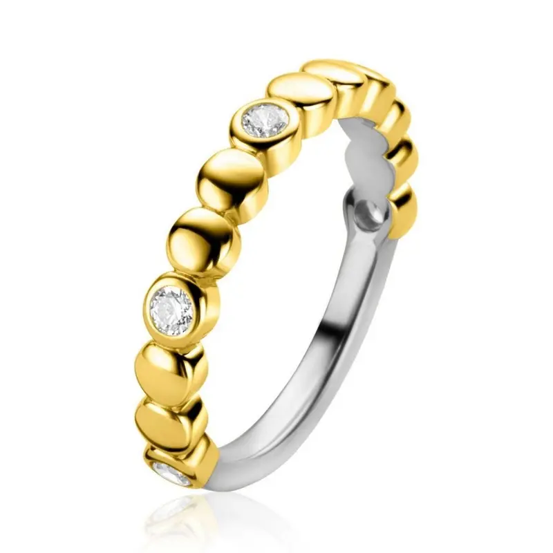 ZINZI Verguld Zilveren Ring met Witte Zirkonia ZIR2322
