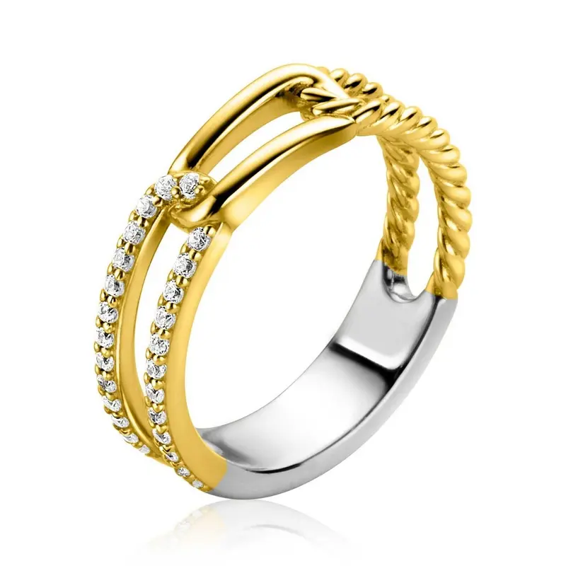 ZINZI Verguld Zilveren Ring met Witte Zirkonia ZIR2330Y