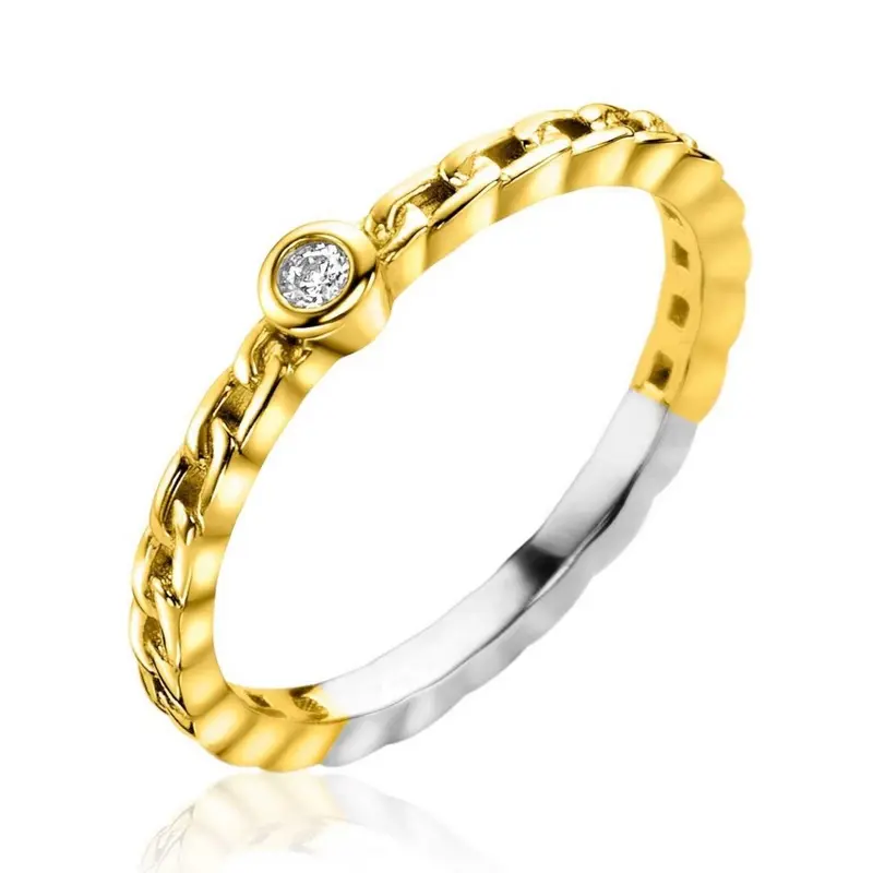 ZINZI Verguld Zilveren Ring met Witte Zirkonia ZIR2376