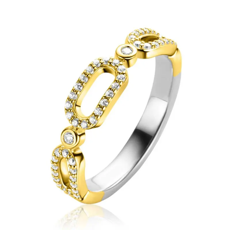 ZINZI Verguld Zilveren Ring met Witte Zirkonia ZIR2398Y