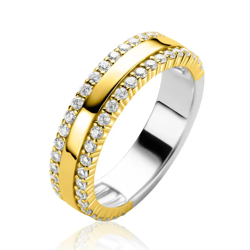 ZINZI Verguld Zilveren Ring met Witte Zirkonia ZIR2445Y