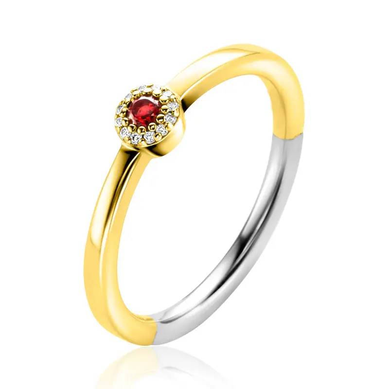 ZINZI Verguld Zilveren Ring met Witte Zirkonia ZIR2560