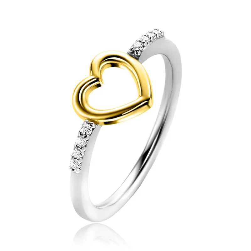 ZINZI Verguld Zilveren Ring met Witte Zirkonia ZIR2566