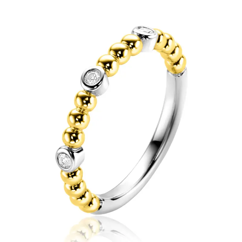 ZINZI Verguld Zilveren Ring met Witte Zirkonia ZIR2569