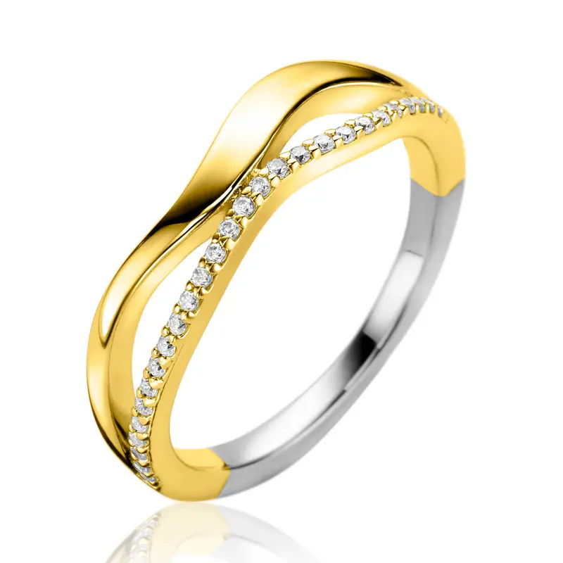 ZINZI Verguld Zilveren Ring met Witte Zirkonia ZIR2629Y