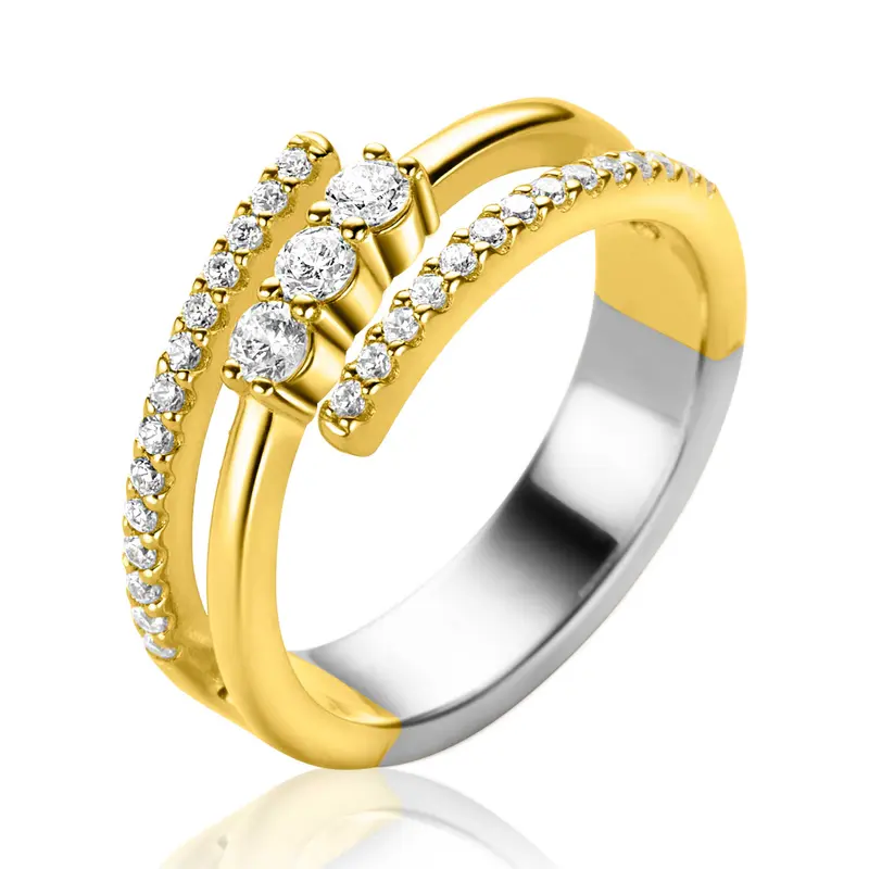ZINZI Verguld Zilveren Ring met Witte Zirkonia ZIR2645Y