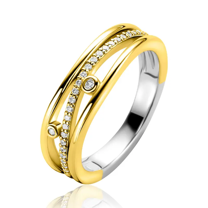 ZINZI Verguld Zilveren Ring met Witte Zirkonia ZIR2685