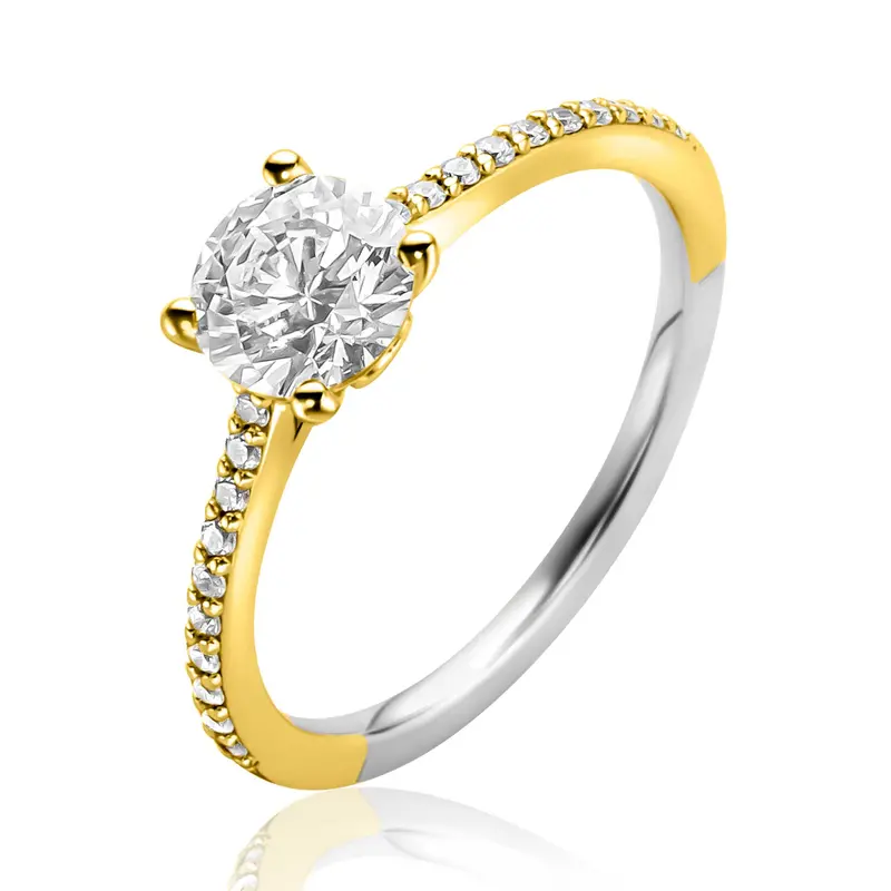 ZINZI Verguld Zilveren Ring met Witte Zirkonia ZIR2696Y