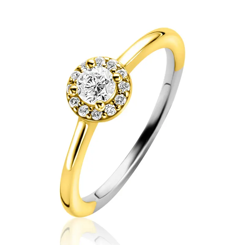 ZINZI Verguld Zilveren Ring met Witte Zirkonia ZIR2697Y