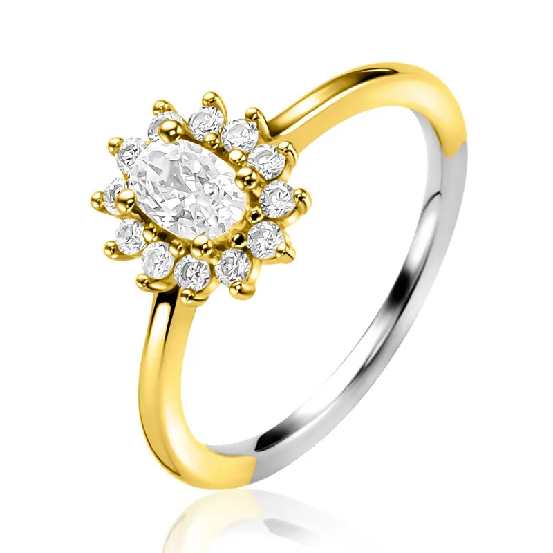 ZINZI Verguld Zilveren Ring met Witte Zirkonia ZIR2699Y