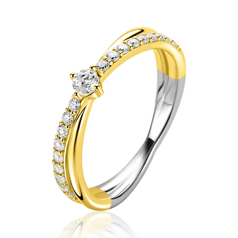 ZINZI Verguld Zilveren Ring met Witte Zirkonia ZIR2725Y