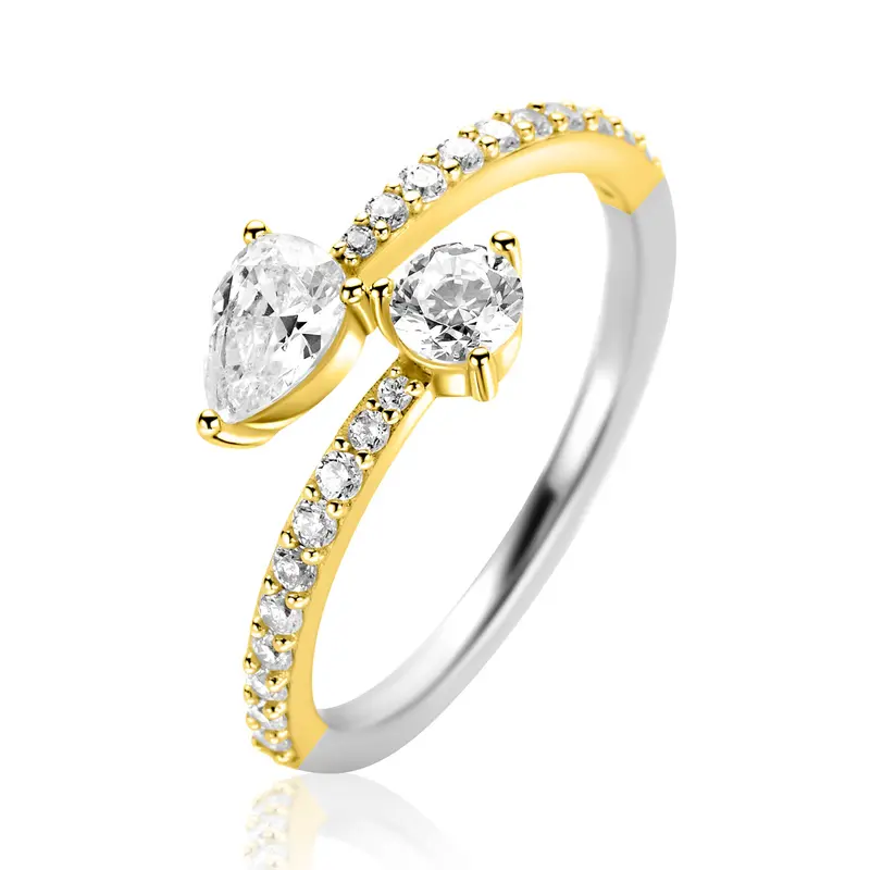 ZINZI Verguld Zilveren Ring met Witte Zirkonia ZIR2726Y