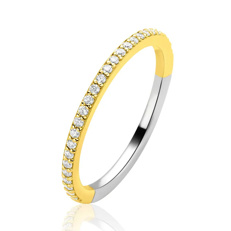 ZINZI Verguld Zilveren Ring met Witte Zirkonia ZIR2794Y