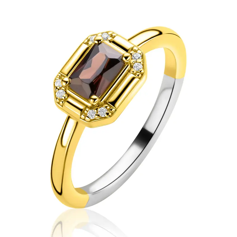 ZINZI Verguld Zilveren Ring met Witte Zirkonia ZIR2803