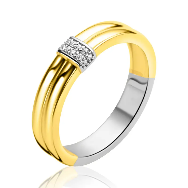 ZINZI Verguld Zilveren Ring met Witte Zirkonia ZIR2830