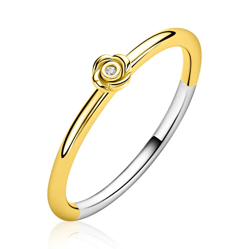 ZINZI Verguld Zilveren Ring met Witte Zirkonia ZIR2872Y