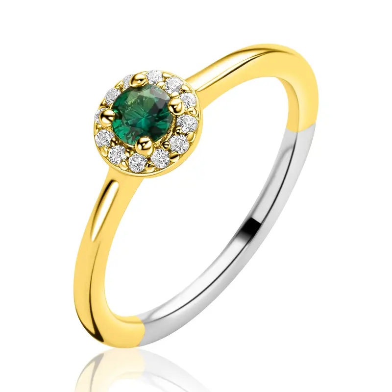 ZINZI Verguld Zilveren Ring met Zirkonia en Kleursteen ZIR2697G