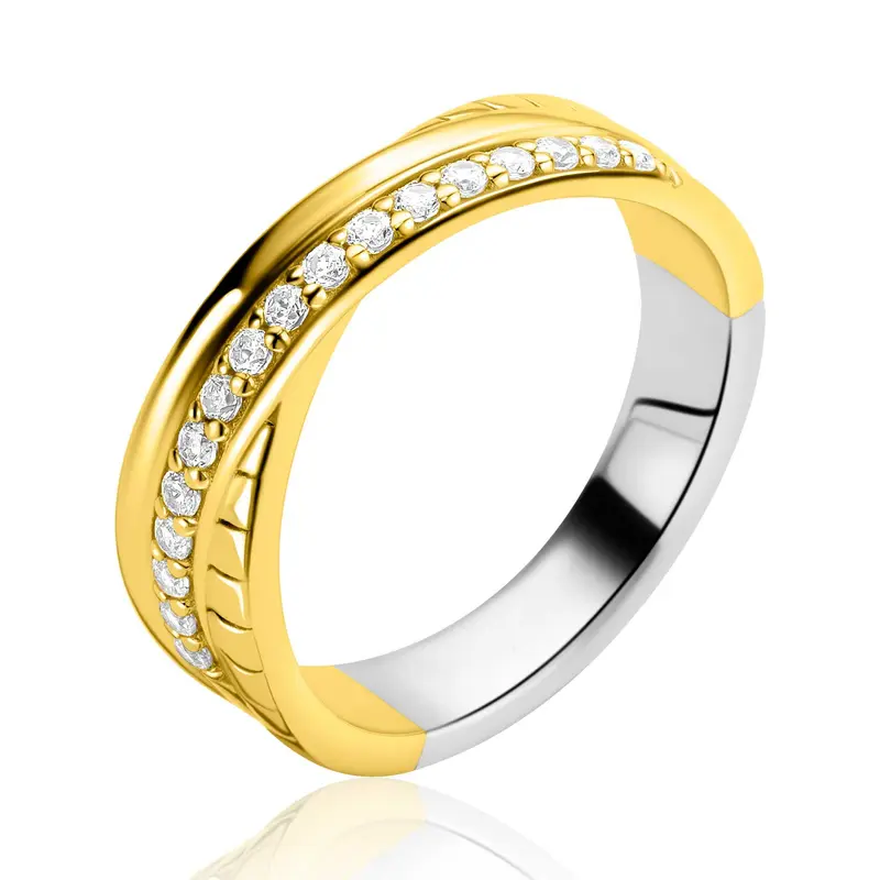 ZINZI Verguld Zilveren Ring met Zirkonia ZIR2801