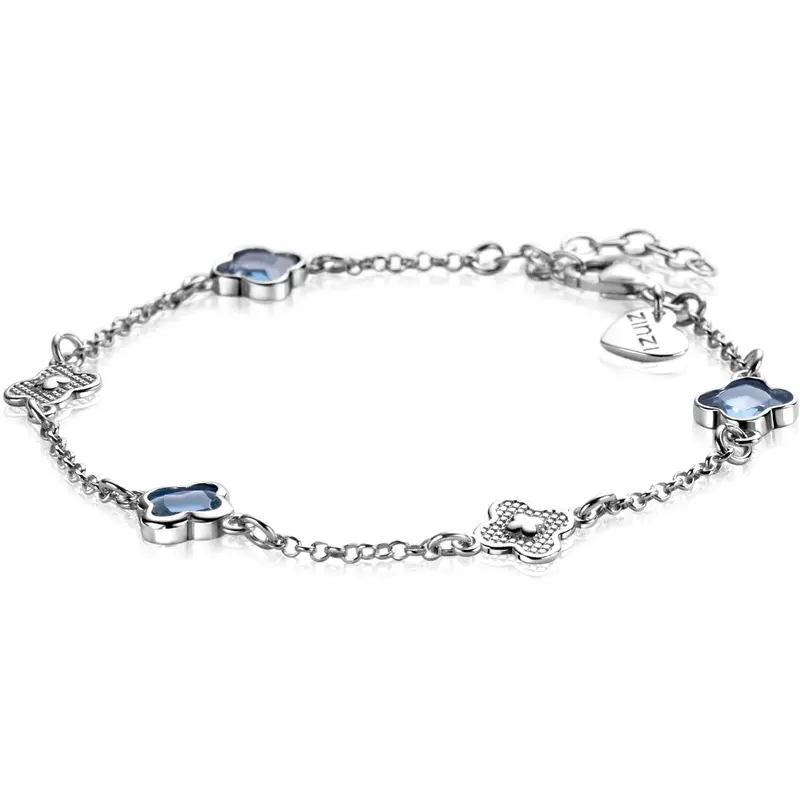 ZINZI Zilveren Armband met Blauwe Zirkonia ZIA2582