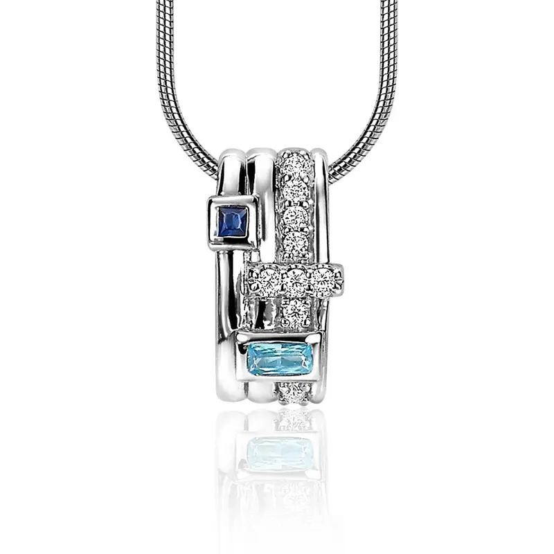 ZINZI Zilveren Hanger met Blauw, Wit Zirkonia ZIH2012B