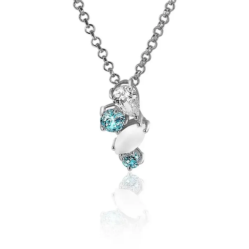 ZINZI Zilveren Hanger met Blauw, Wit Zirkonia ZIH2189