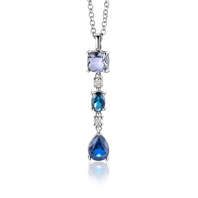 ZINZI Zilveren Hanger met Blauwe Kleursteen ZIH2397