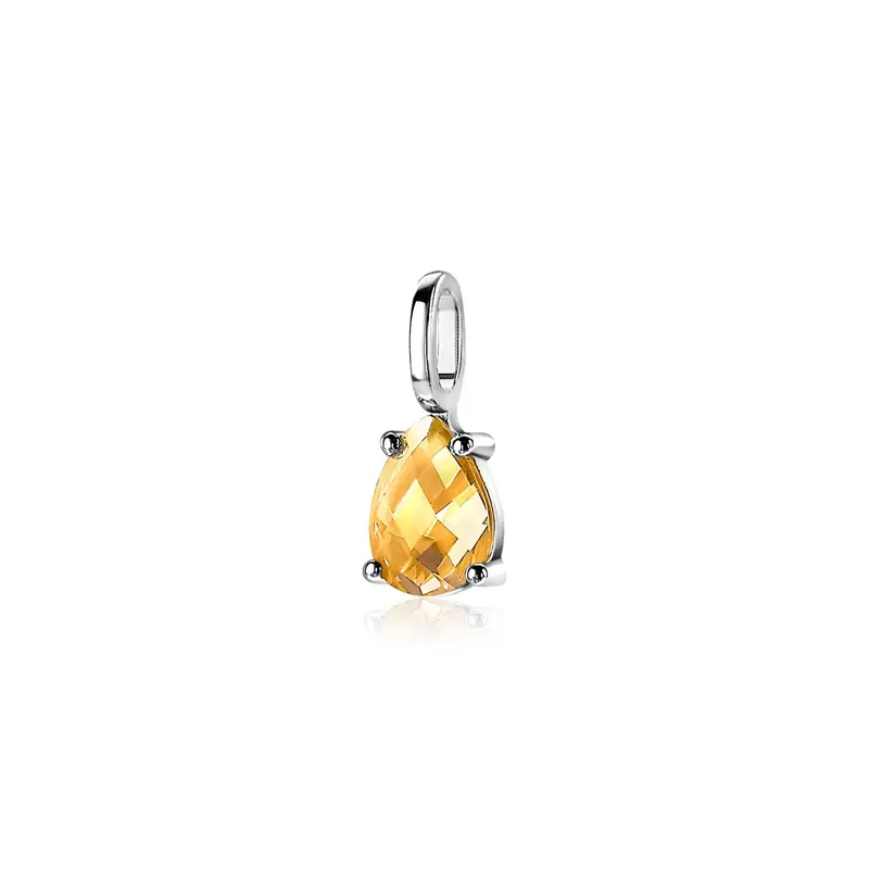 ZINZI Zilveren Hanger met Gele Zirkonia ZIH2070G