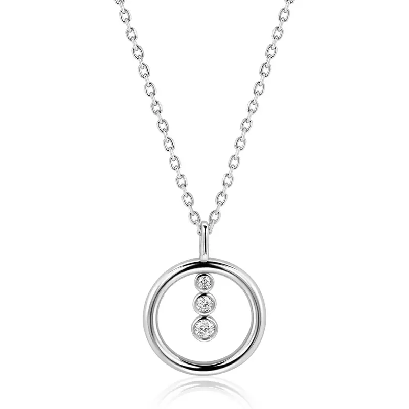 ZINZI zilveren ketting 45cm met ronde hanger (18mm) ZIC2820