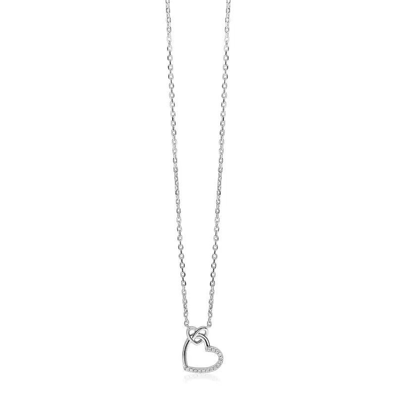 ZINZI Zilveren Ketting met Hartjes en Witte Zirkonia ZIC2874