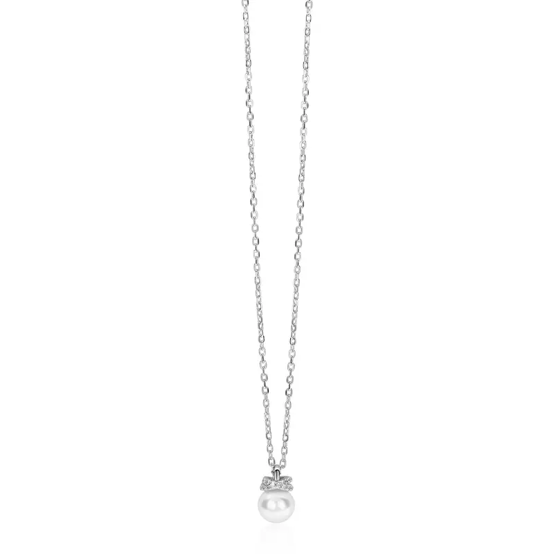 ZINZI Zilveren Ketting met Parel en Zirkonia ZIC2863
