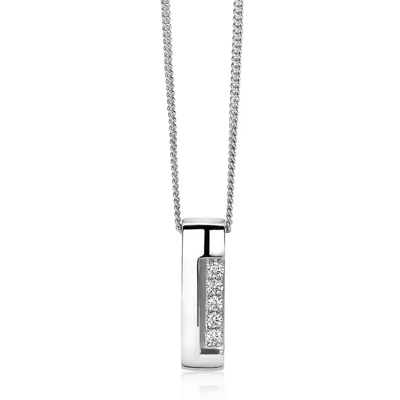 ZINZI Zilveren Ketting met Witte Zirkonia MVC17